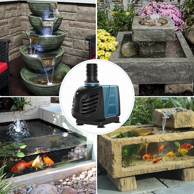 Uniclife Aquarium 800 GPH Submersible and Inline Water Pump 55W 8ft High Lift AC 120 V Quiet Return Pump with 6 ft. Power Cord for Large Fish Tanks Pond Waterfalls Fountains Sumps and Gardens