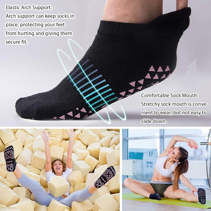 Hylaea Unisex Non Slip Socks with Grip for Yoga, Hospital, Pilates, Barre | Ankle, Cushioned-FlexoryFit