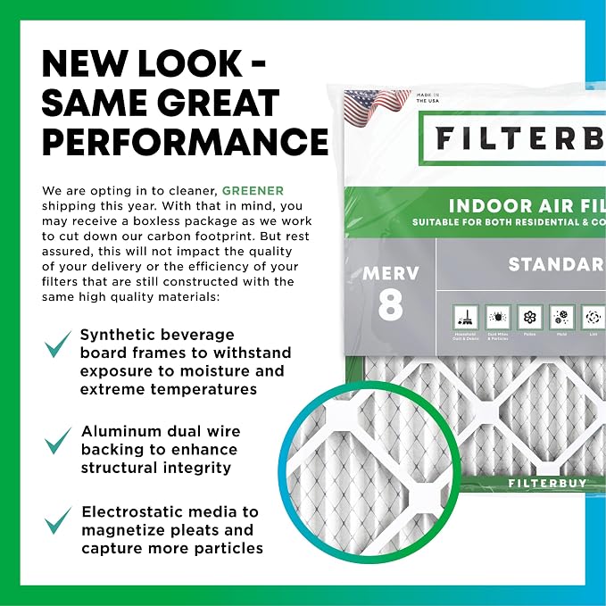 Filterbuy 10x16x2 Air Filter MERV 8 Essential Dust & Allergy Defense, - Image 3