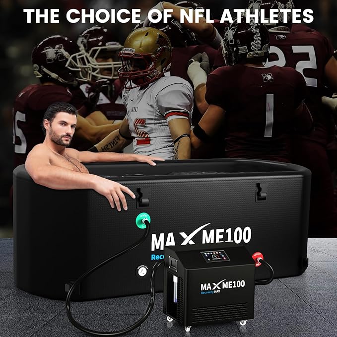 MAXME100® Cold Plunge Tub, Ice Bath Tub, XXXL Cold Plunge With Non-Slip Step, Upgraded HSBMF Material, Dual- Action Pump, Water Chiller Compatible, Portable, Inflatable, Outdoor, Indoor, Athletes