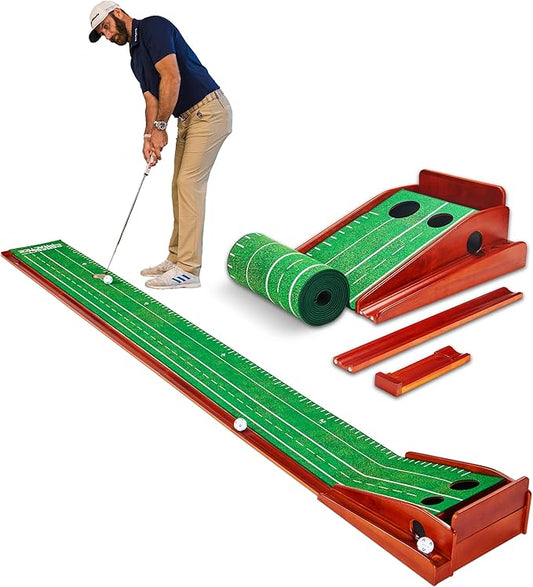 Perfect Practice Golf Putting Mat - Portable Putting Green, Indoor & Outdoor Practice, with Ball Return - Golf Training Aid for Home, Office, Backyard - Golfing Gifts for Men