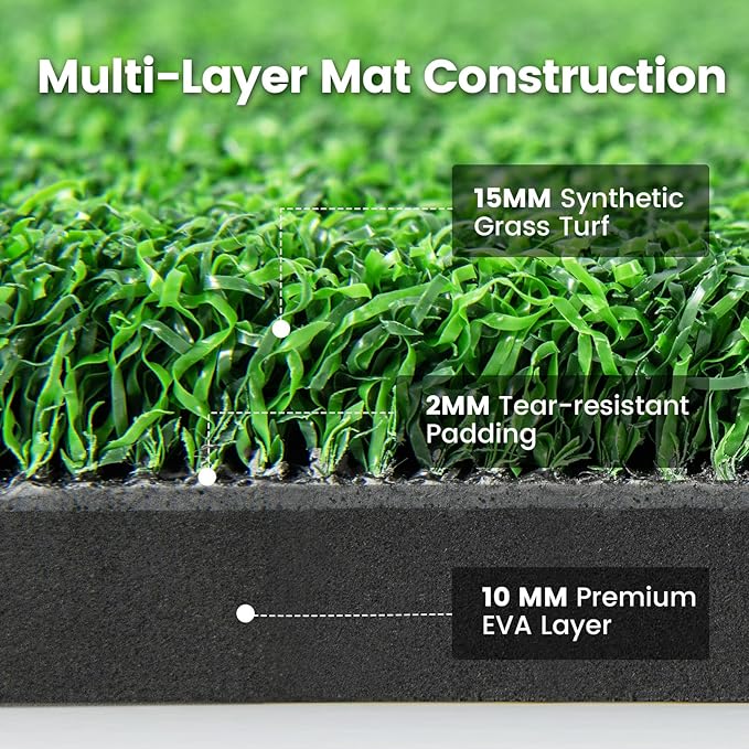 Tangkula Golf Hitting Mat, Artificial Turf Mat for Indoor/Outdoor Golf Practice Includes 2 Rubber Tees & 2 Alignment Sticks, Golf Training Mat for Home Backyard Garage