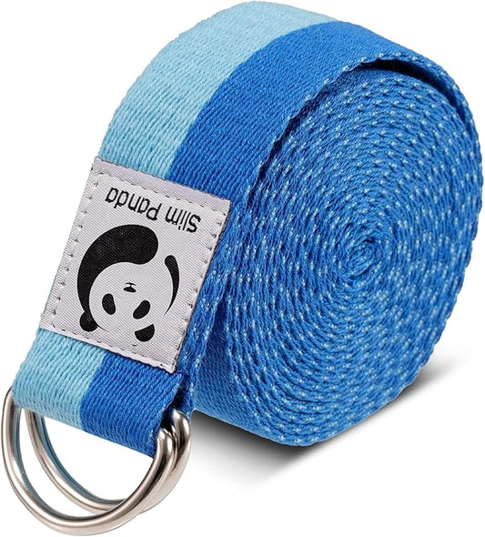 Slim Panda Yoga Strap for Stretching,Cotton Yoga Strap with Adjustable D-Ring Buckle,Non-Elastic Yoga Belt for Pilates,Gym Workouts,Physical Therapy,Improve Flexibility-FlexoryFit