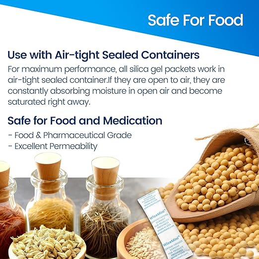 500pcs 5 Gram Food Safe Desiccant Packs, Premium Silica Gel Packets, Desiccant Moisture Absorbers for Storage