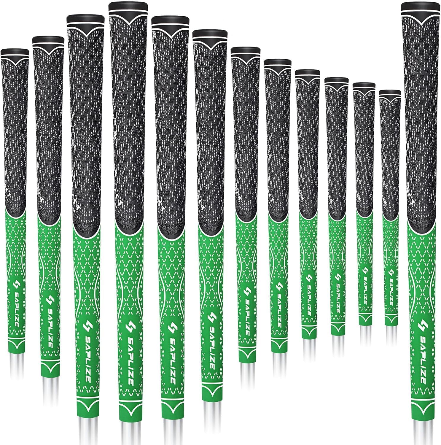 SAPLIZE Hybrid Golf Grips (CL07) - Set of 13, Innovative Design, Cross Corded Rubber Technology, Options of 8 Colors, Standard/Midsize, Basic/Deluxe Kit for Choice, Multicompound Golf Club Grips