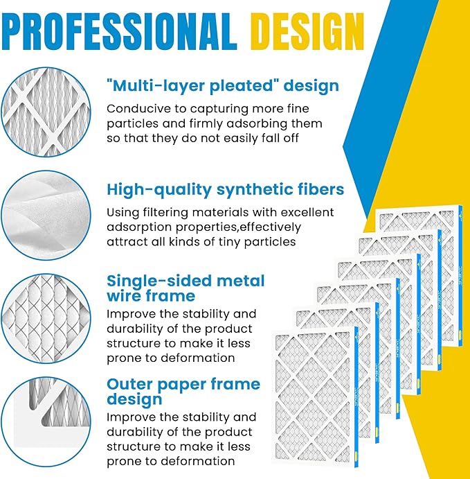 14x20x1 Air Filter,MERV 8,Furnace Air Filter for HVAC,Dust Defense-6packs by MIFLUS