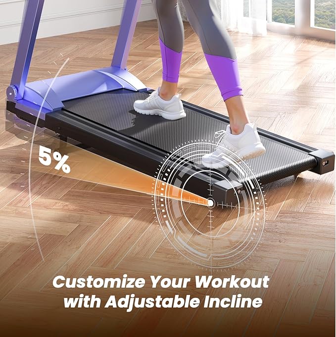 DeerRun Treadmills for Home with Incline and Handles, 3.5 HP Foldable Treadmill 350 LBS Weight Capacity for Small Spaces, Folding Running Machine with Smart APP-FlexoryFit