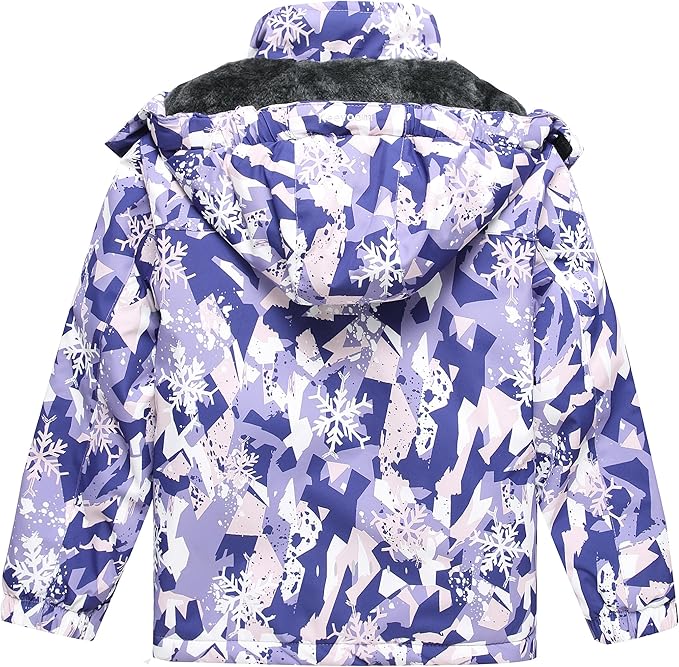 Keevoom Girl's Ski Jacket Winter Warm Thick Snow Coat Windproof Kids Outdoor Hooded Jackets-FlexoryFit