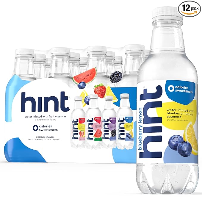 Hint Fruit-Infused Bottled Water, 4-Flavor White Variety Pack - Sugar Free Flavored Water with Zero Calories, Naturally Flavored, and No Artificial Sweeteners - 16 Fl Oz (Pack of 12)-FlexoryFit