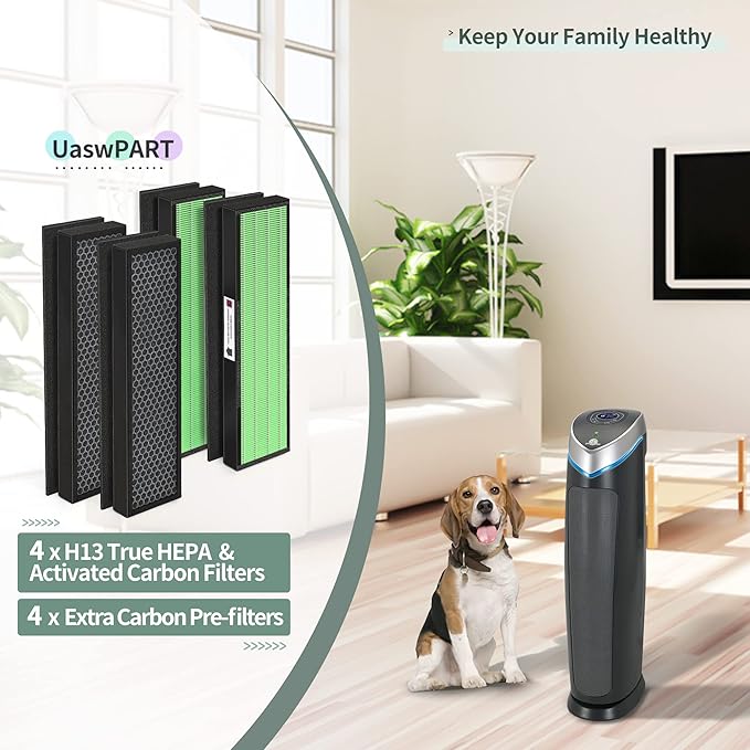 [Upgraded] FLT5000 Filter C Replacement Compatible with Guardian FLT5000 Filter Replace AC5000E AC5250PT AC5300B AC5350B AC5350W CDAP5500BCA and More, 4X H13 HEPA with Carb0n+4X Pre-Filters