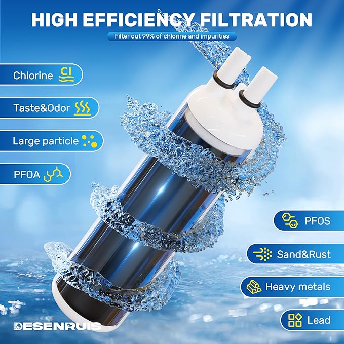 W10295370A Filter Replacement Compatible with EDR1RXD1, Filter 1, P8RFWB2L, W10295370, W10291030, WRL767SIAM, WRS322FDAB, Reduces 99% of Chlorine, Free-Lead, Pack of 2, By DESENRUIS