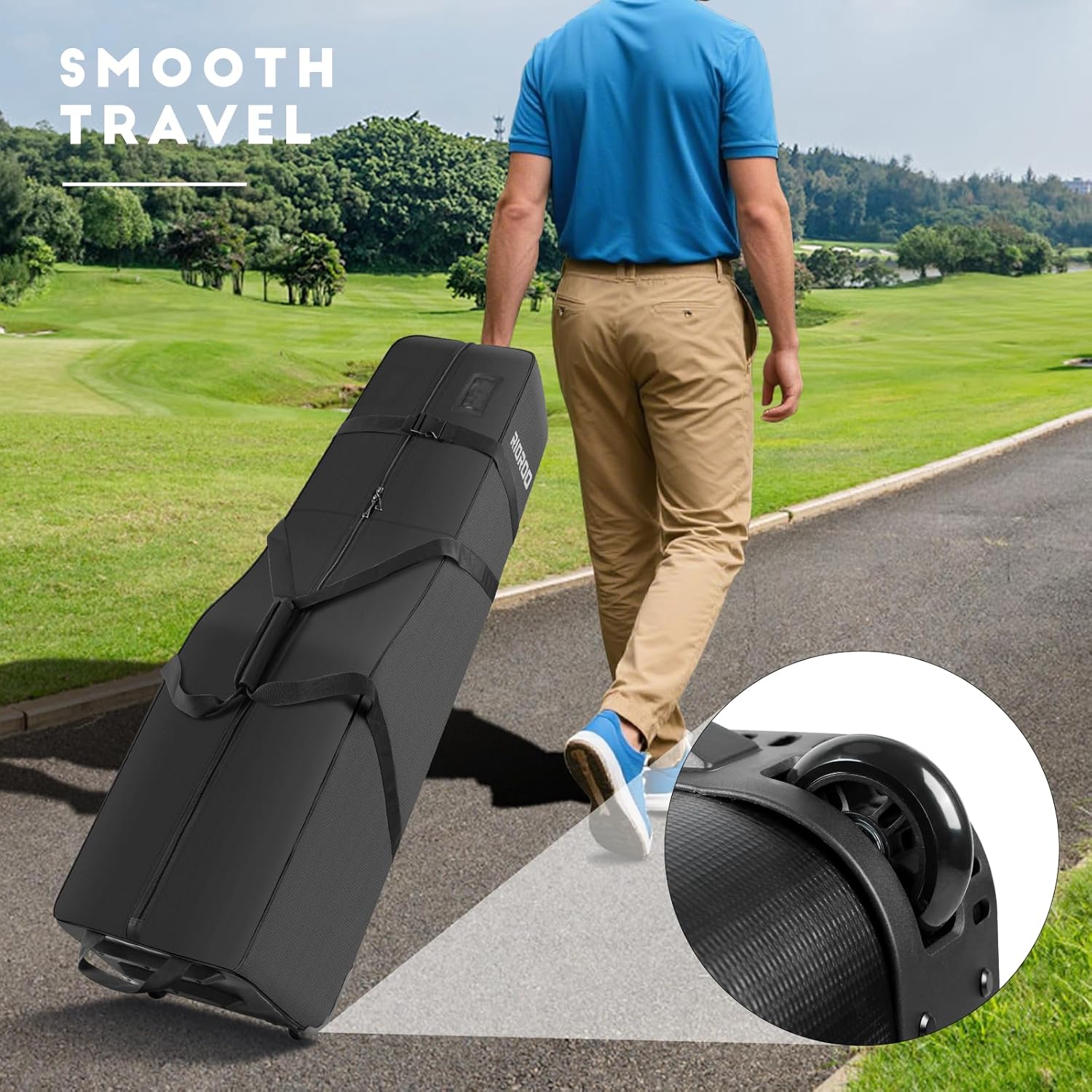 Golf Travel Bags for Airlines with Wheels, Soft-Sided 900D Oxford Cover, Padded Club Protection, Universal Fit Golf Gifts for Men and Women