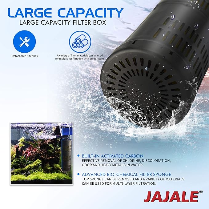 210 GPH Internal Filter Submersible Pump - 3 in 1 Aquarium Fish Tank Pump with Oxygenation, Filtration & Water Cycling, 3.3 ft max lift, 15W - 4 Pack