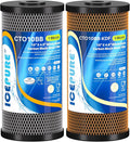 ICEPURE 10" x 4.5" Whole House Sediment Activated Carbon Water Filter Set, 10 Inch CTO Carbon Filter and KDF Heavy Metal Removal Cartridge Replacement for 2-Stage Water Filtration System