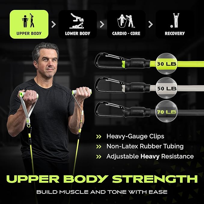 Ex Kit Home Gym Equipment with Carry Bag - 10Pcs Resistance Bands Kit with Handles, Door Anchor, Jump Rope, Booty Bands & More – Full Body Workout Bands Set for Strength, Cardio & Flexibility-FlexoryFit