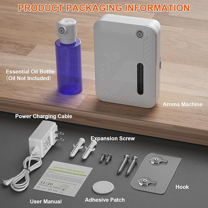 Waterless Essential Oil Diffuser for Large Spaces, 250mL Capacity, Covers up to 2300 sq.ft, with Smart WiFi APP Control, Programmable Timer Settings, for Home Office Commercial Aromatherapy, White