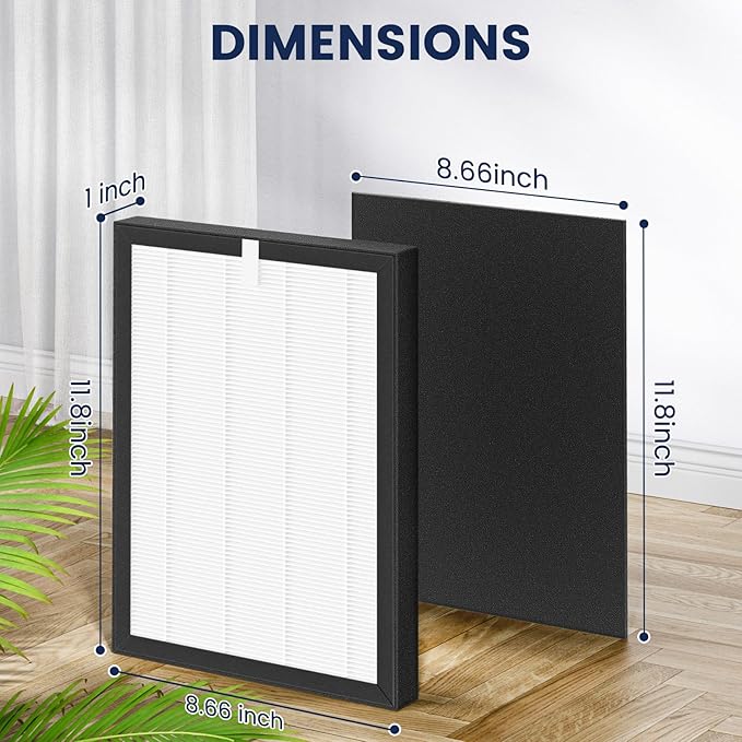 ProHEPA 9000 Replacement Filter Compatible with VEVA 9000 Air Puri-fiers, 2 Pack HEPA Replacement Filters & 8 Activated Carbon Pre-Filters