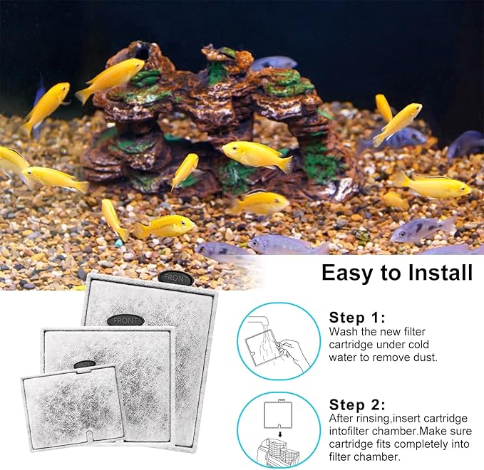 8 Pack Large Filter Cartridges Compatible with Aqueon QuietFlow Filter LED PRO Size 20,30,50,75/Power Filter Size 20,30,50,55/75, E Internal Size 40 Canister Filter