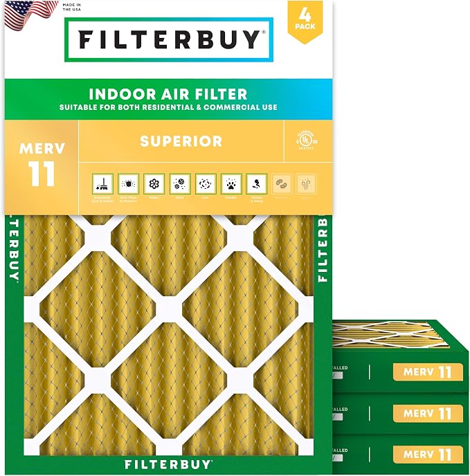 Filterbuy 18x25x2 Air Filter MERV 11 Superior Pet & Allergy Defense, by Filterbuy