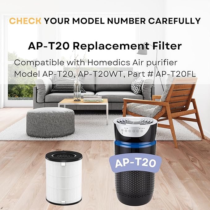 Nispira AP-T20FL True HEPA Replacement Filter Compatible with TotalClean 360° Tower Air Purifier AP-T20 AP-T20WT, 2 Pack