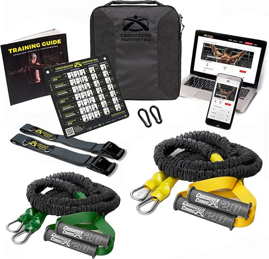 Crossover Symmetry Shoulder System Includes Two Sets of Resistance Bands Attachments Training Guide Exercise Chart Online Workouts for Home Fitness Rehab Rotator Cuff Exercises-FlexoryFit