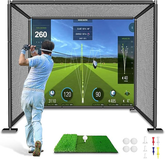 YUNIC Golf Driving Cage with Metal Frame - Choose Standard Hitting Target or Simulator Impact Screen