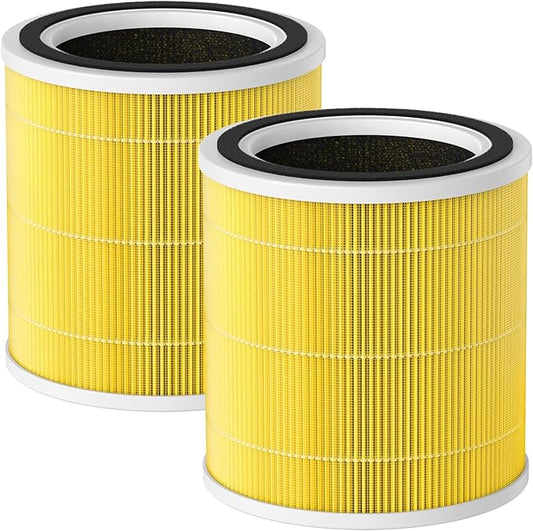2 Pack AC400 Air Filter Replacement for Purivortex AC400 Air Purifier, H13 Pet Care Filter Replacement, Yellow