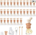 Zubebe 30 Pack Car Air Freshener Diffuser with Vent Clip Empty Car Diffuser Bottles for Essential Oil Perfume Glass Bottle with Wooden Caps Stick(Heart)