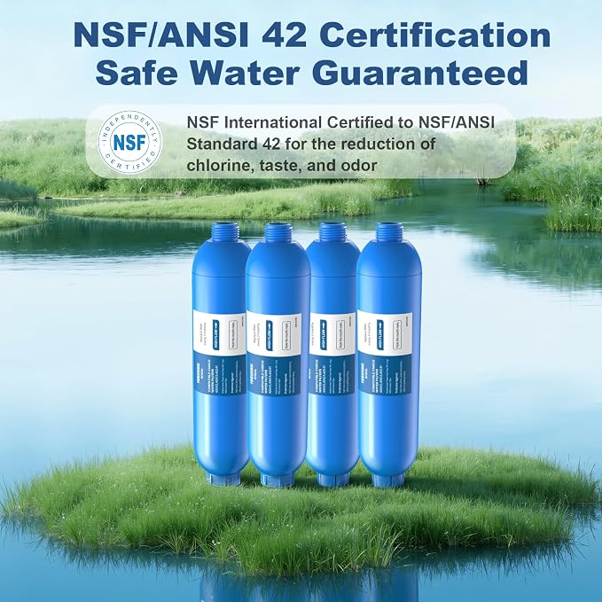 RV Water Filter with 2 Flexible Hose Protector, NSF Certified, 4 Pack Inline - Image 7