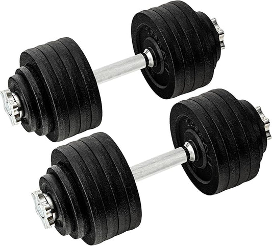 Yes4All Old School Adjustable Dumbbell Set with Weight Plates, Star Lock Collars/Connector, 40lbs to 200lbs Adjustable Weight Plates Set-FlexoryFit