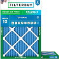 Filterbuy 17x20x1 Air Filter MERV 13 (MPR 1900) Health Defense Replacement (2-Pack), Electrostatic Pleated HVAC AC Furnace Filters, Made in USA (Actual Size: 16.50 x 19.50 x 0.75)
