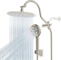 Hibbent All Metal Shower Head, 10'' High Pressure Rainfall Shower Head/Handheld Showerhead Combo/ 12'' Adjustable Curved Shower Extension Arm, 10-Spray, 71'' Adhesive Showerhead Holder, Brushed Nickel