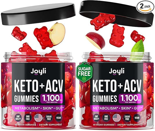 JOYLI Nutrition (2 Pack Advanced Keto ACV Gummies - Sugar Free Apple Cider Vinegar - Keto Supplements + Marshmallow Root - Alternative to Apple Cider Vinegar Capsules - 120 Gummies-FlexoryFit