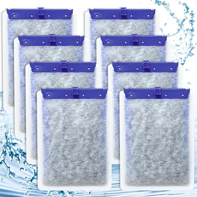 Large Aquarium Filter Cartridges Compatible with Tetra Whisper Bio Bag for Aquariums, Fish Tank Filter Large Fit for Tetra Whisper Filter 20i 40i/ IQ 20 30 45 60/ PF20 30 40 60, 8PCS Filters