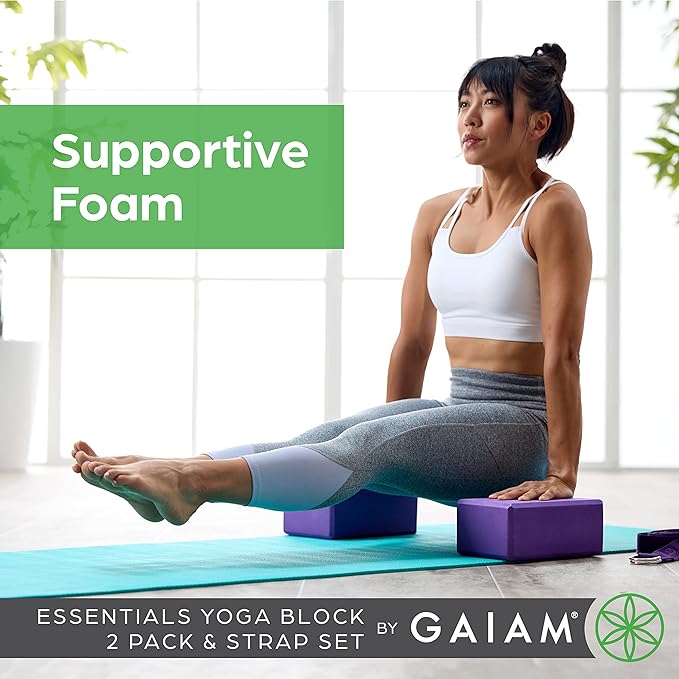 Gaiam Yoga Block - Supportive Latex-Free Eva Foam - Soft Non-Slip Surface with Beveled Edges for Yoga, Pilates, Meditation - Yoga Accessories for Stability, Balance, Deepen Stretches-FlexoryFit