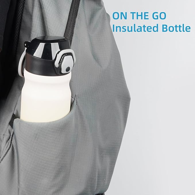Insulated Water Bottle with Straw and Carry Loop,18 oz Stainless Steel Double Wall Vaccum Metal Water Flask with Leak-proof Lid,Lemon-FlexoryFit