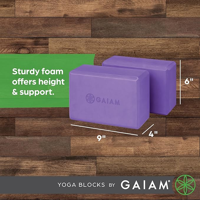 Gaiam Yoga Block - Supportive Latex-Free Eva Foam - Soft Non-Slip Surface with Beveled Edges for Yoga, Pilates, Meditation - Yoga Accessories for Stability, Balance, Deepen Stretches-FlexoryFit