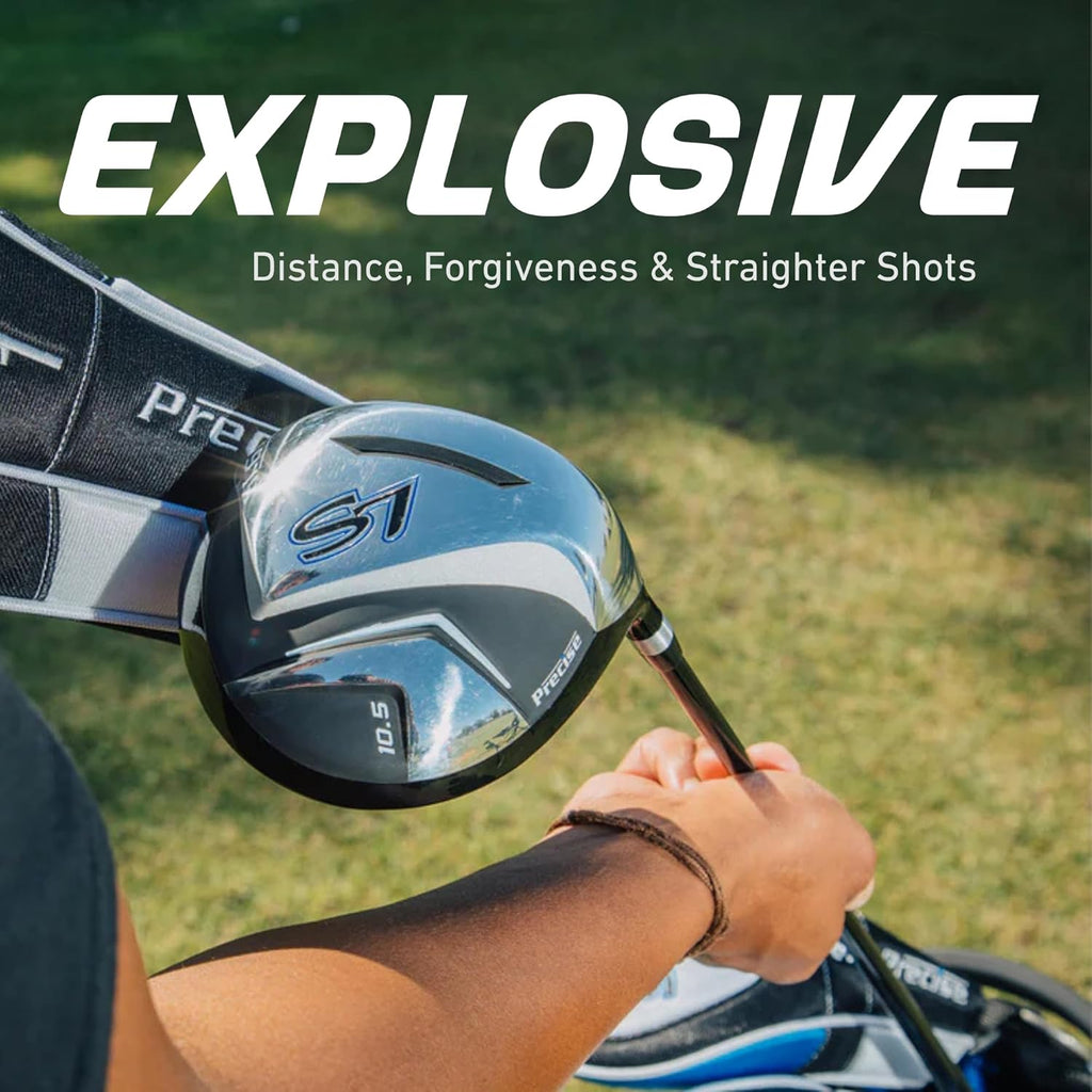 18 Piece Complete Men’s Golf Club Set with Titanium Driver, #3 & #5 Fairway Woods, #4 Hybrid, 5-SW Irons, Putter, Stand Bag, 4 H/C's, Men’s Golf Clubs Full Set Right Handed