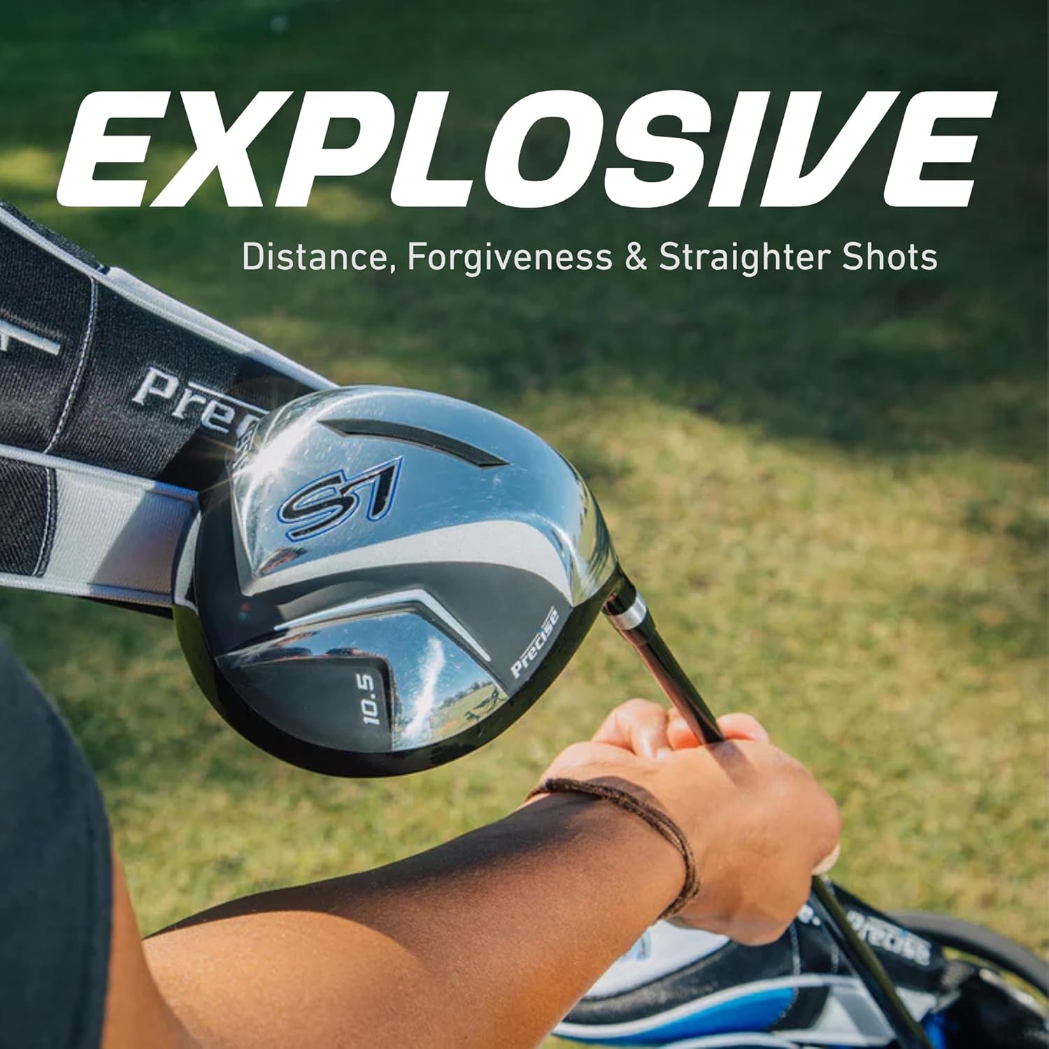 18 Piece Complete Men’s Golf Club Set with Titanium Driver, #3 & #5 Fairway Woods, #4 Hybrid, 5-SW Irons, Putter, Stand Bag, 4 H/C's, Men’s Golf Clubs Full Set Right Handed
