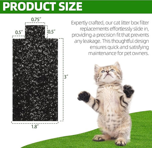 (12-Pack, Black) Cat Litter Box Replacement Filters Compatible with Pet Zone Semi, Carbon Cotton Filters for Automatic Cat Litter Box Absorbing Odors Control Damp from Pets