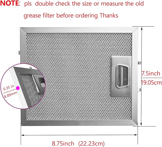 W10915369 Range Hood Filter 8.75 X 7.5 Inch Fit for Kitch-en Aid Whirlpo-ol Je-nn Air Exhaust Fan Filters 5-Layer Aluminum Grease Vent Filter Replacement PS11769929 W10727013 AP6037197 4455083 2pack