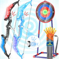 2 Pack Upgraded Kids Bow and Arrow Sets with Sound Effects&Color-Changing LED Flash Lights, Achery set for 4 5 6 7 8 9 10 11 12 Year Old, Indoor Outdoor Toys for Ages 5-7 8-13 Boys Girls(Blue&black)