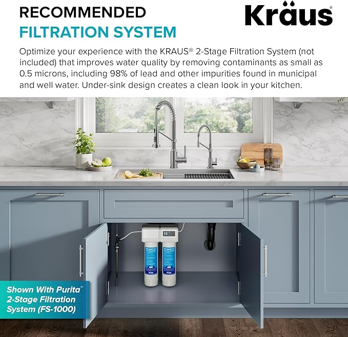 KRAUS Bolden Single Handle Drinking Water Filter Faucet for Reverse Osmosis or Water Filtration System in Brushed Brass, FF-104BB