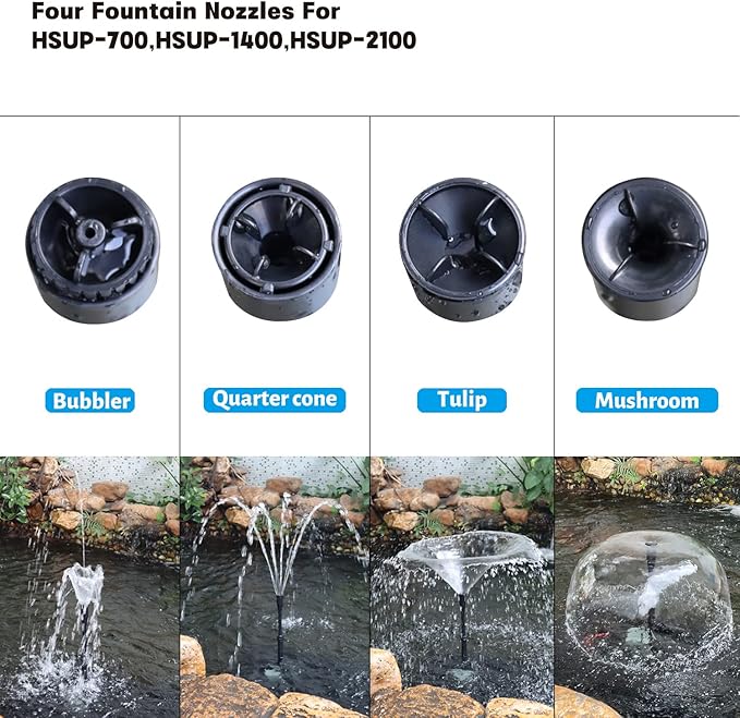 WaterRebirth (HSUP-1400F) Submersible Water Pump With Fountain Jets - Pond Pump - Submersible Pump - Water Fountain Pump - Aquarium Pump