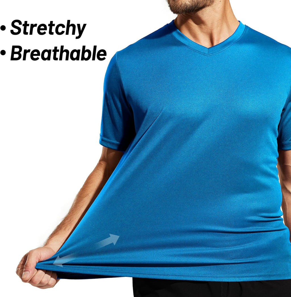 MIER Men's Quick Dry Workout Shirts Moisture Wicking Running Athletic Performance T-Shirts Recycled Polyester Top Tee