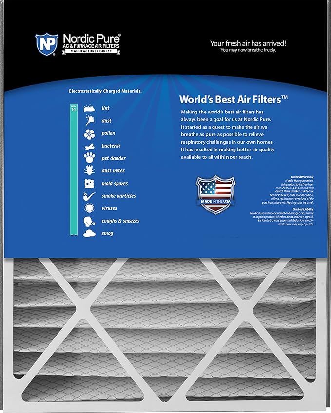 Nordic Pure 20x25x5 (19_3/4 x 24_1/4 x 4_7/8) Air Bear Replacement 266649-102 MERV 14 Air Filter 1 Pack