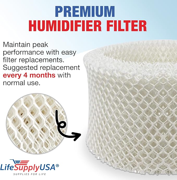 LifeSupplyUSA Humidifier Filter Replacement Wick Filter A Compatible with Honeywell HAC-504 HAC-504AW HAC504V1 HCM-1000 HCM-2000 HCM-300 Series