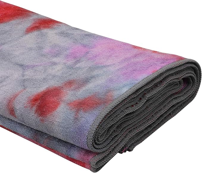 Yoga Towels , Non Slip Hot Yoga Towel Skidless Waffle Texture, 100% Absorbent Odorless Microfiber Yoga Blanket, Standard Sized 24 inchx72 inch Mat Towel (Pink & Red)1-FlexoryFit