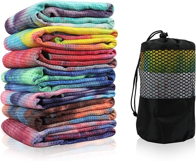 Yoga Towel, Non-Slip Hot Yoga Towel Anti-Slip Waffle Texture, 100% Absorbent Odorless Microfiber Yoga Blanket, Standard Size 72 x 24 x 0.2 inches Cushion Towel for Hot Yoga, Bikram, Pilates1-FlexoryFit