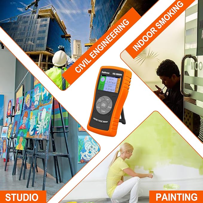5800N Formaldehyde Detector, Portable Air Quality Monitor for Home Indoor HCHO TVOC Tester with Real-Time Alarm, Handheld Air Pollution Meter with Color LCD Display